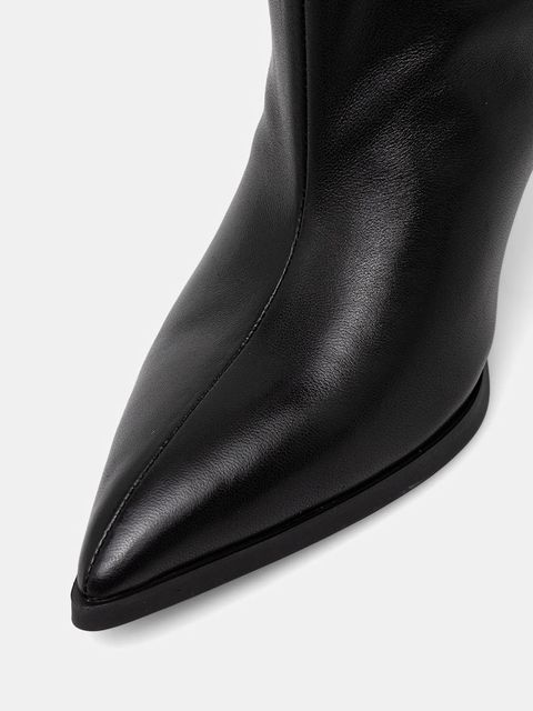 Answear.LAB kozaki skórzane kolor czarny na szpilce