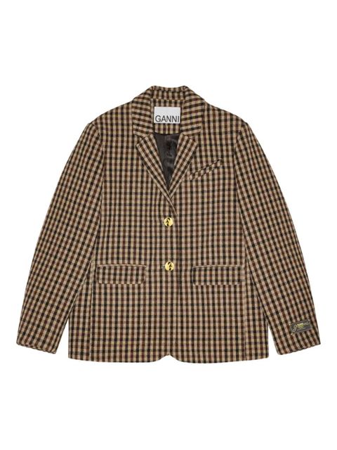 GANNI check-print blazer - Neutrals