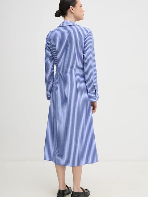 Tommy Hilfiger sukienka bawełniana kolor niebieski midi rozkloszowana WW0WW44670 - zdjęcie produktu nr 2