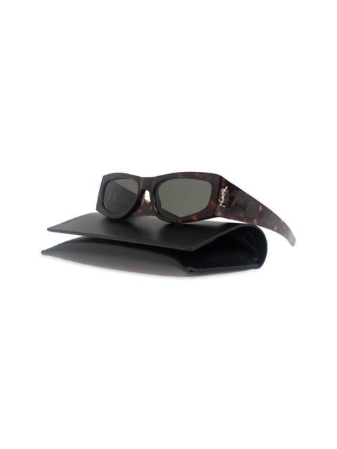 Saint Laurent Eyewear rectangle-framed tortoiseshell sunglasses - Brown