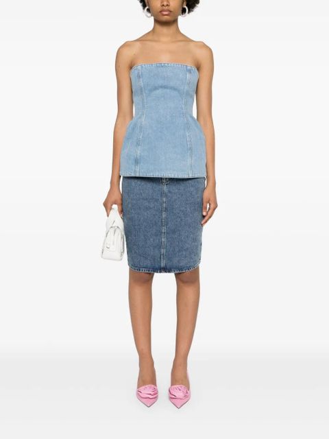 Moschino logo-appliqué pencil denim skirt - Blue - zdjęcie produktu nr 2