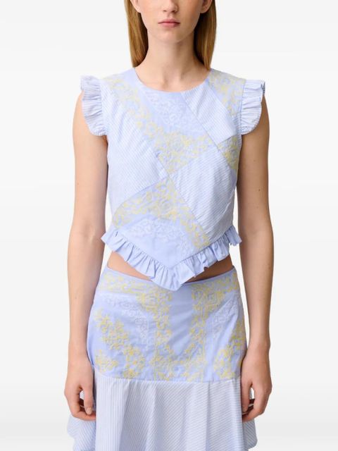 Claudie Pierlot ruffled top - Blue