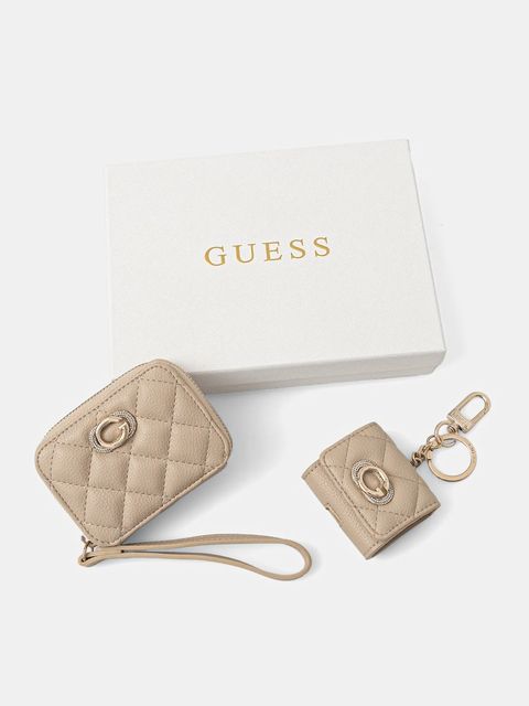Guess portfel i etui na airpods 2-pack damski kolor beżowy GFBOXW P5401