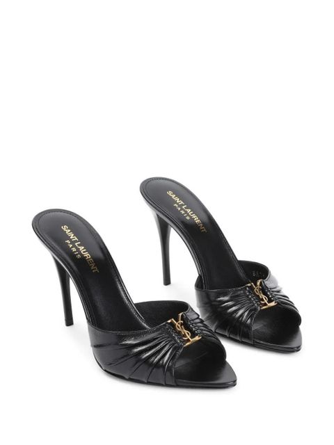 Saint Laurent Babylone ruched leather sandals - Black - zdjęcie produktu nr 2