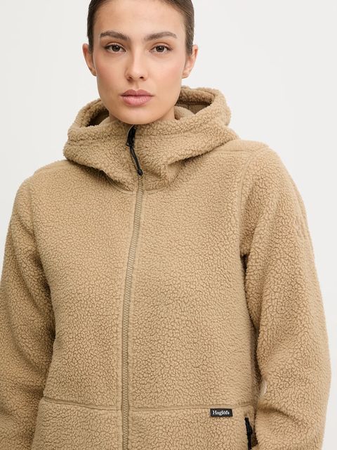 Haglöfs bluza polarowa Funäs damska kolor zielony z kapturem gładka 607818