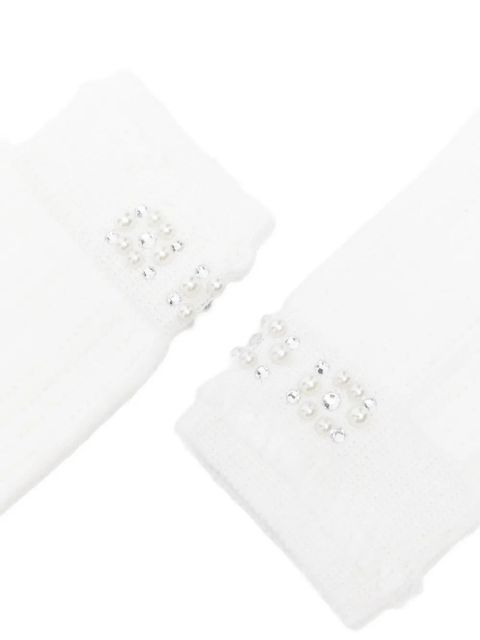 Maje pearl embellished socks - White