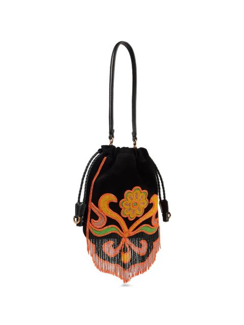 ETRO Small Kalispera beads fringes bucket bag - Black
