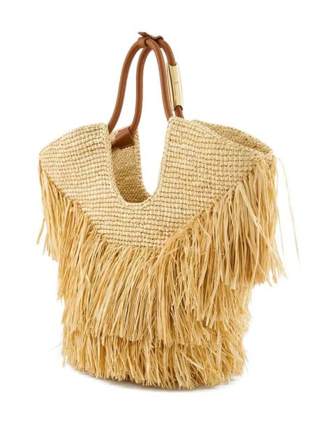 ZIMMERMANN fringed straw handbag - Neutrals