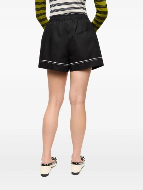 GANNI logo-patch shorts - Black