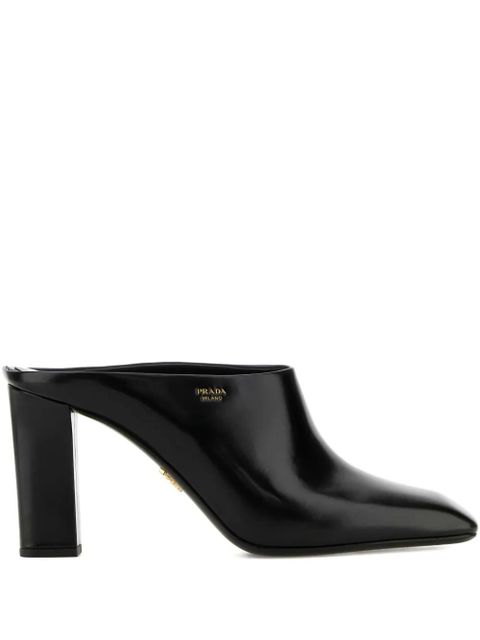 Prada 85mm leather block-heel mules - Black - zdjęcie produktu nr 1