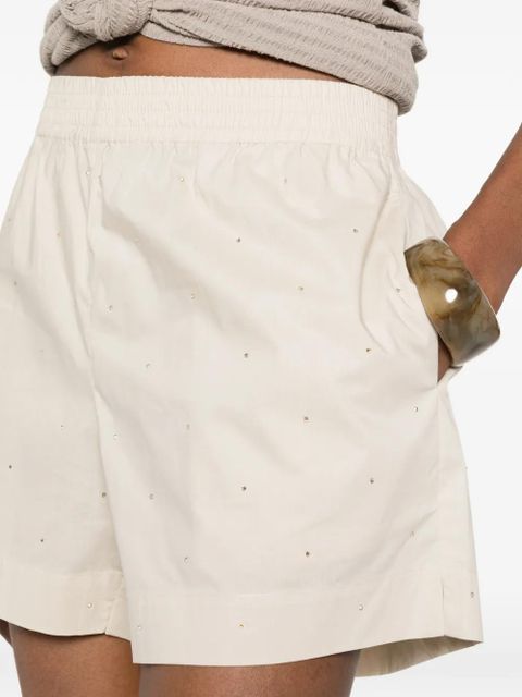 MC2 Saint Barth Meave crystal-embellished elasticated-waist shorts - Neutrals