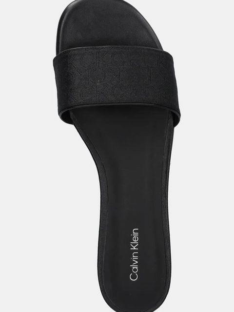 Calvin Klein klapki FLAT SLIDE - JACQ damskie kolor czarny HW0HW02388