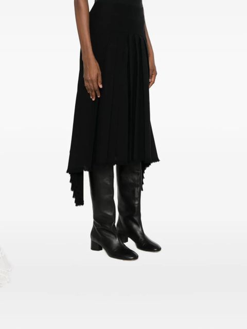 Jil Sander pleated frayed skirt - Black - zdjęcie produktu nr 2