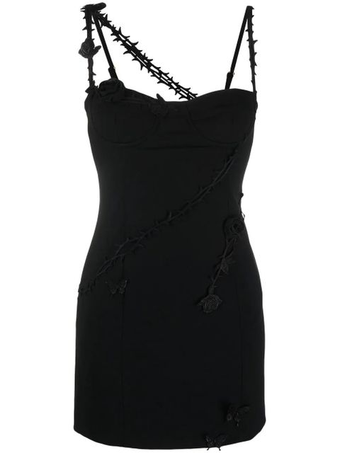 Blumarine rose appliqué minidress - Black - zdjęcie produktu nr 1