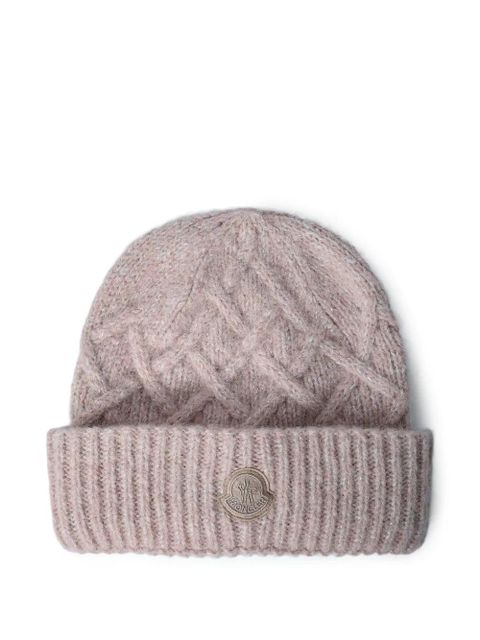Moncler logo motif beanie hat - Pink - zdjęcie produktu nr 1