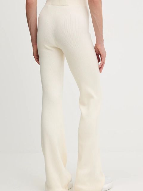 Guess spodnie z domieszką wełny FLAMINIA damskie kolor beżowy dzwony high waist V5BB08 Z3JD2