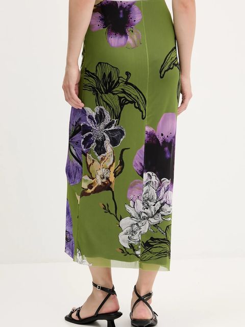 Desigual spódnica TULLEFLOWERS kolor zielony maxi prosta 25WWFK03 - zdjęcie produktu nr 2