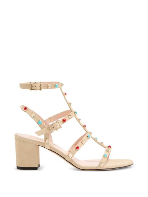 Valentino Garavani Rockstud Cabochon-embellished heeled sandals - Neutrals - zdjęcie produktu nr 1
