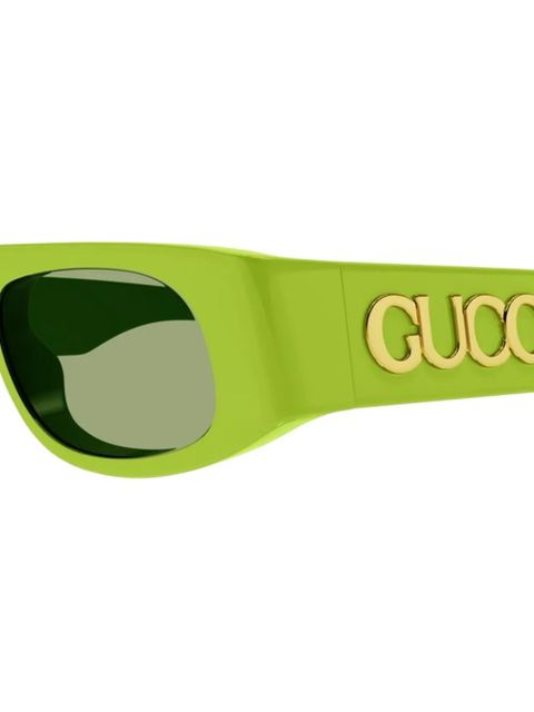Gucci logo-plaque rectangle-frame sunglasses - Green