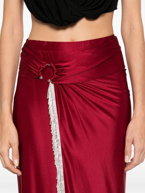 Rabanne fringe-detailing midi skirt - Red