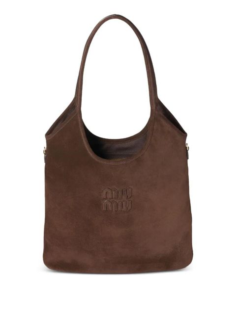 Miu Miu Ivy suede shoulder bag - Brown - zdjęcie produktu nr 1