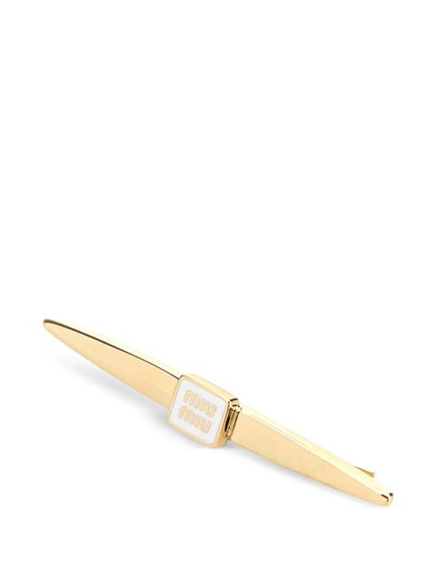 Miu Miu logo-plaque hair accessory - Gold