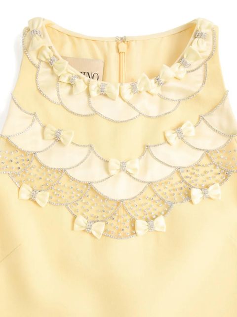 Valentino Garavani rhinestone-embroidered bow-detail mini dress - Yellow
