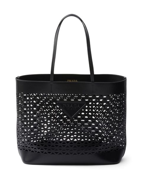Prada logo-perforated tote bag - Black - zdjęcie produktu nr 1