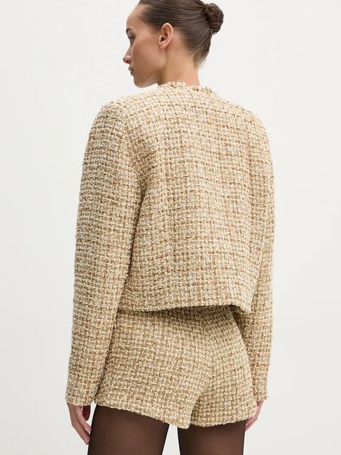 IRO marynarka wełniana kolor złoty niezapinana wzorzysta WM07CORALI