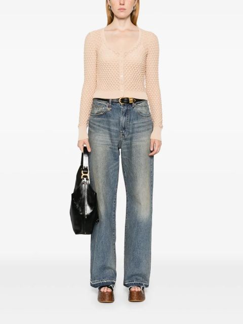 Chloé cropped pointelle-knit cardigan - Neutrals - zdjęcie produktu nr 2