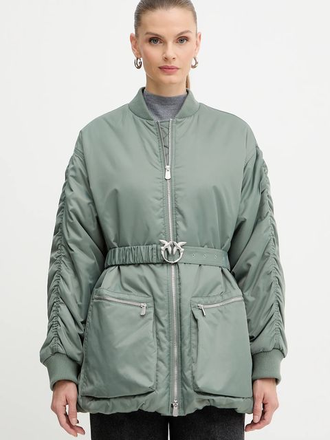 Pinko kurtka kolor zielony przejściowa oversize 105340 A2OL - zdjęcie produktu nr 1