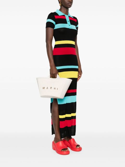 Marni logo-embroidered interwoven tote bag - White - zdjęcie produktu nr 2