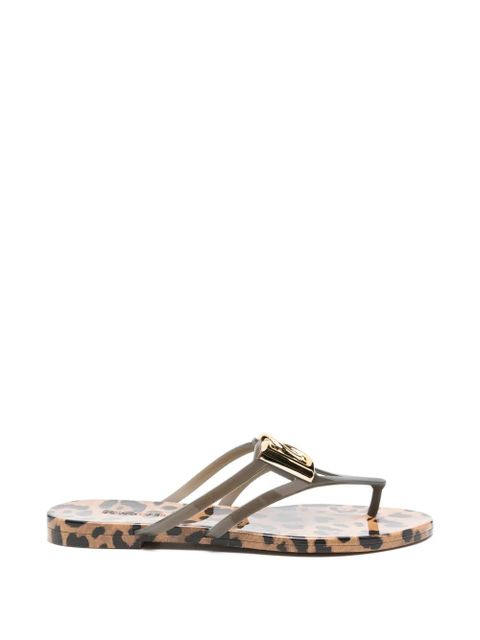 Dolce & Gabbana leopard-print logo flip-flops - Grey - zdjęcie produktu nr 1