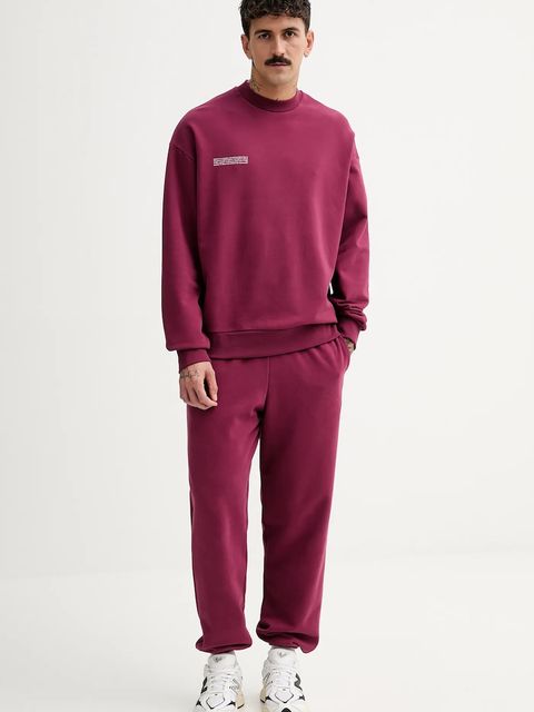 Pangaia bluza bawełniana kolor bordowy z nadrukiem 10000183