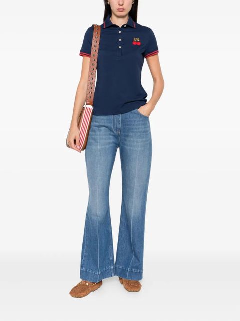 Valentino Garavani cherry-embellished polo top - Blue