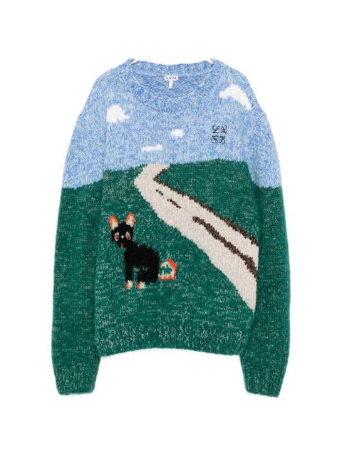 LOEWE x Louis Wain landscape-intarsia sweater - Green - zdjęcie produktu nr 1