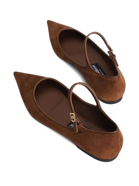 Dolce & Gabbana pointed-toe ankle-strap flats - Brown