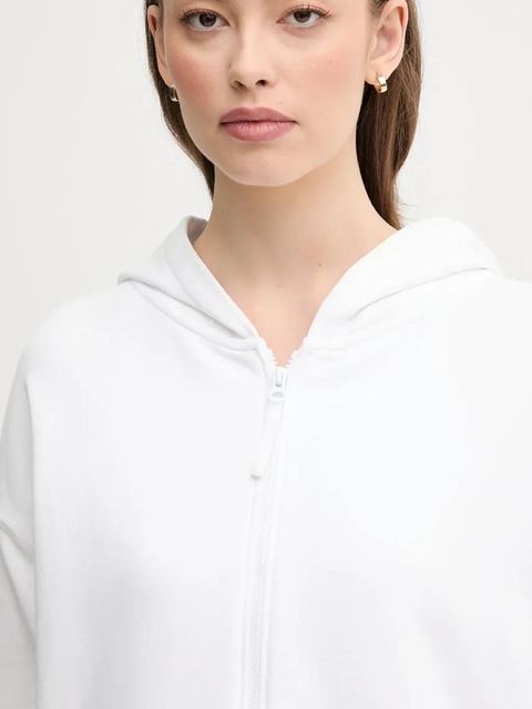 United Colors of Benetton bluza bawełniana damska kolor biały z kapturem gładka 3UNID500R