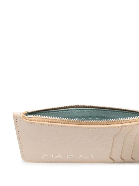 Marni logo-embroidered cardholder - Neutrals