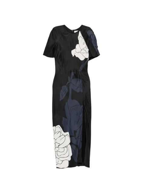 Victoria Beckham floral-pattern midi dress - Black - zdjęcie produktu nr 1