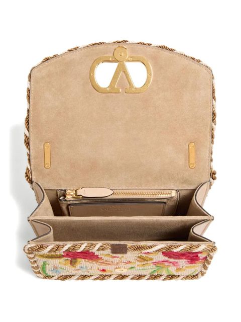 Valentino Garavani small Vain embroidered shoulder bag - Neutrals