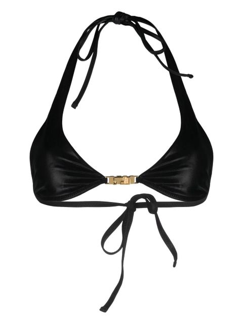 GCDS logo-plaque halterneck bikini top - Black