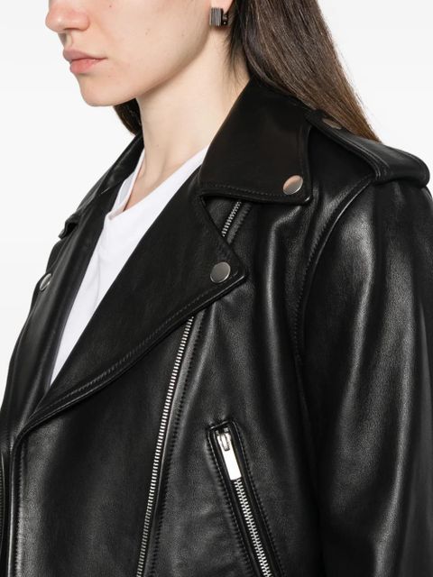 TWINSET zip-up leather jacket - Black