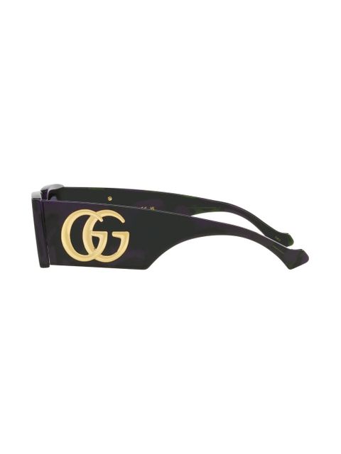 Gucci Eyewear logo-plaque rectangle-frame sunglasses - Purple