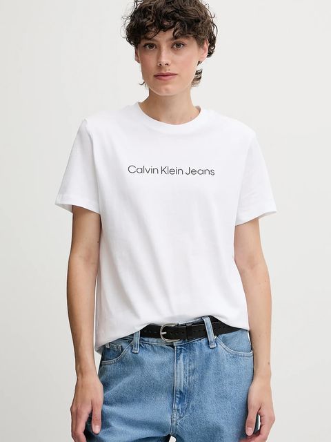 Calvin Klein Jeans t-shirt bawełniany damski kolor biały LV047C912G - zdjęcie produktu nr 1