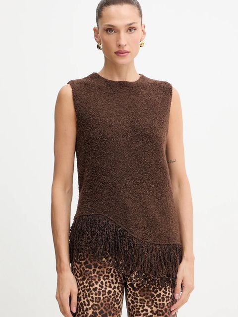 Simona Corsellini kamizelka z dodatkiem wełny damski kolor brązowy A25CPTOO0101 - zdjęcie produktu nr 1