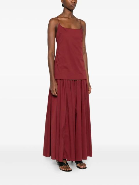 STAUD pleated spaghetti-strap maxi dress - Red