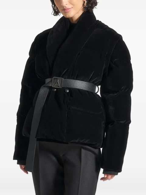 Manière De Voir Taya velvet-effect quilted puffer jacket - Black - zdjęcie produktu nr 1