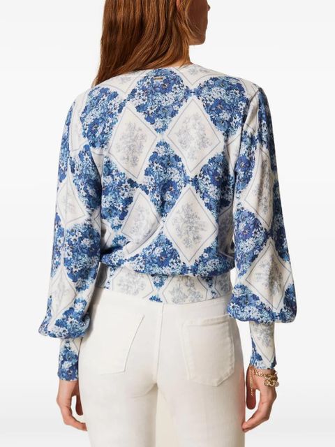 TWINSET diamond-pattern floral top - Blue