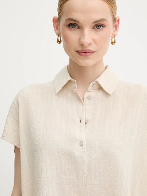 United Colors of Benetton bluzka damska kolor beżowy gładka 5ONVDQ0BQ - zdjęcie produktu nr 2